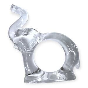 New Vintage Clear Acrylic Lucite Elephant Shaped Napkin Holder Rings Set of 4